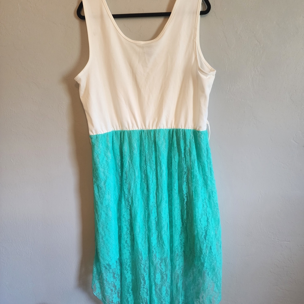 3 For $15! Rue21 White and Teal High Low Dress - Picture 5 of 5